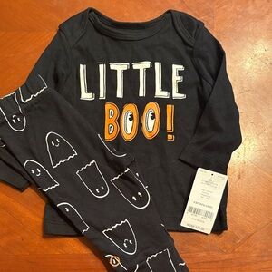 Carter's Black 'Little Boo' Halloween Baby Outfit with Orange Accent